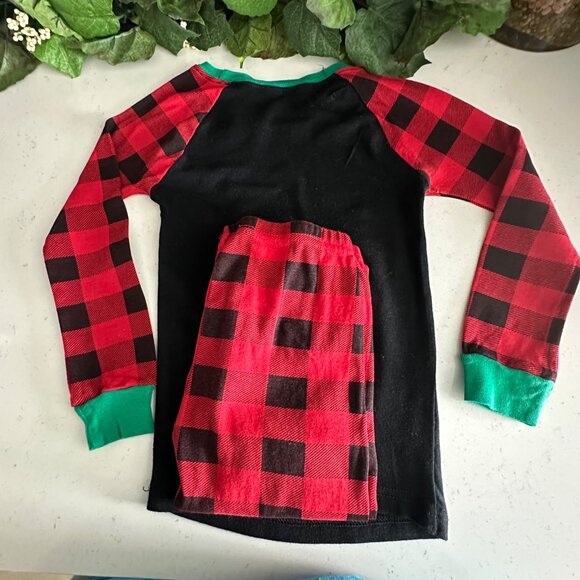 Kids Reindeer Christmas Pajamas Set Size 6 Little Pajamas Cotton Black & Red Pla - Picture 9 of 9